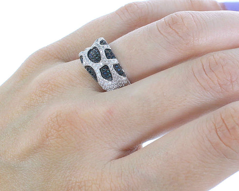 White Black Cubic Zirconia Sterling Silver Ring Size 9 Jewelry AS54956